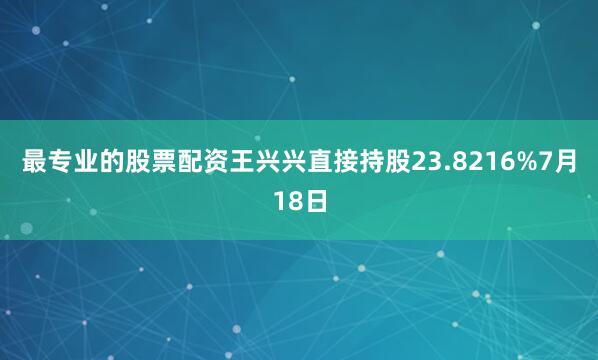 最专业的股票配资王兴兴直接持股23.8216%7月18日